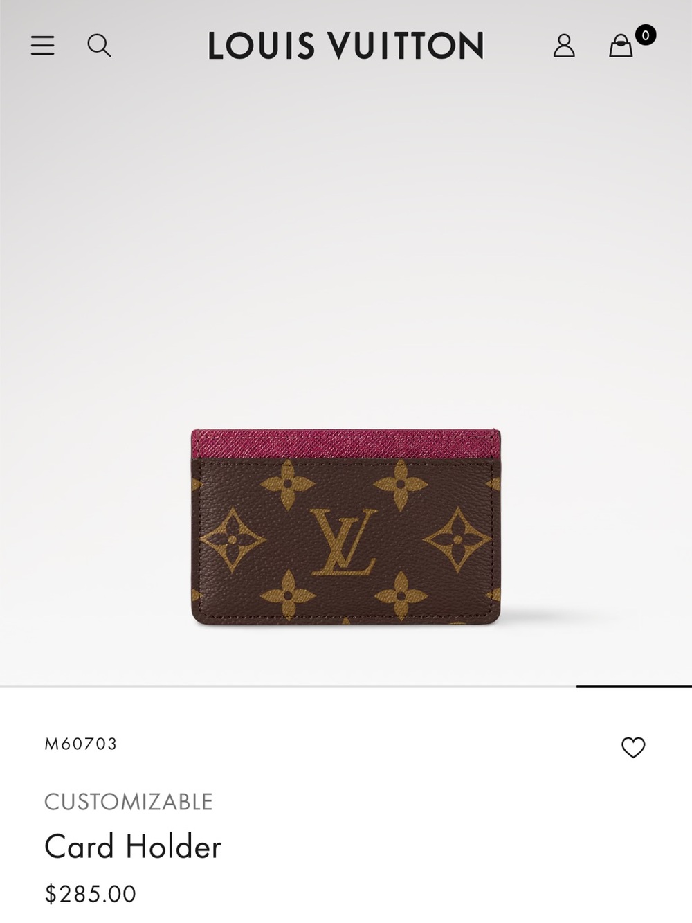 Louis Vuitton Card Holder in Fuchsia